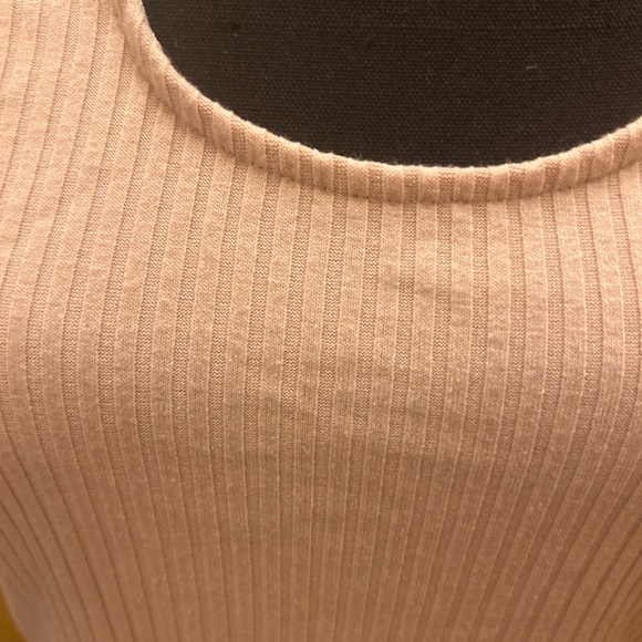 Express Ribbed Light Dusty Rose/Beige Ribbed Bodysuit XL - Picture 2 of 5